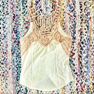 NWT Free People Top with Silk Cutout Detail Design